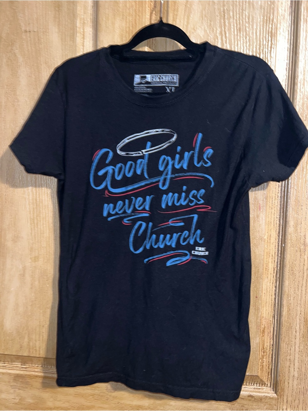 Eric Church  'Good Girls Never Miss Church' Black Graphic Tee. Womens XL